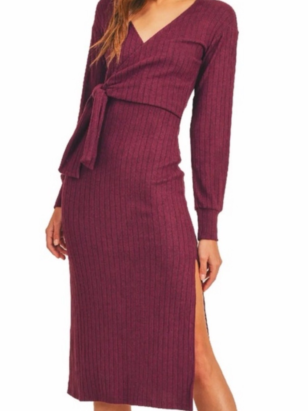 Lush Long sleeve knit wrap dress S